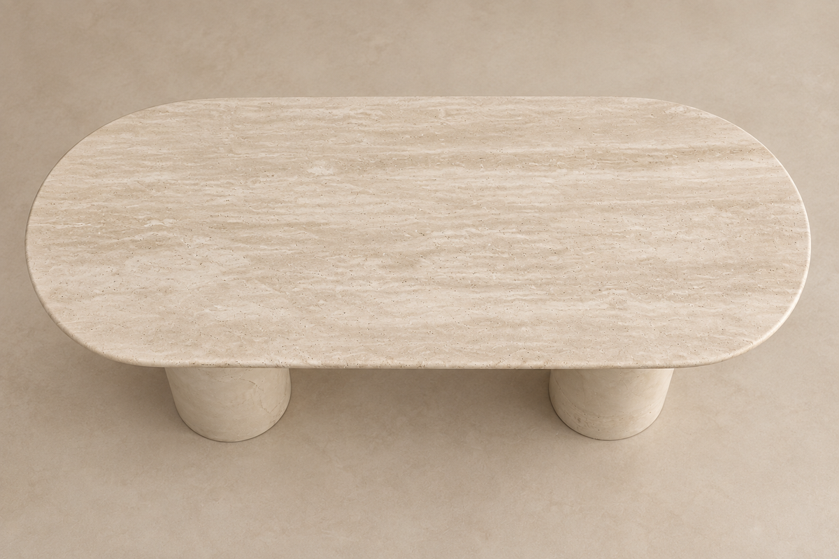 Élan – Ovale Travertin Eettafel