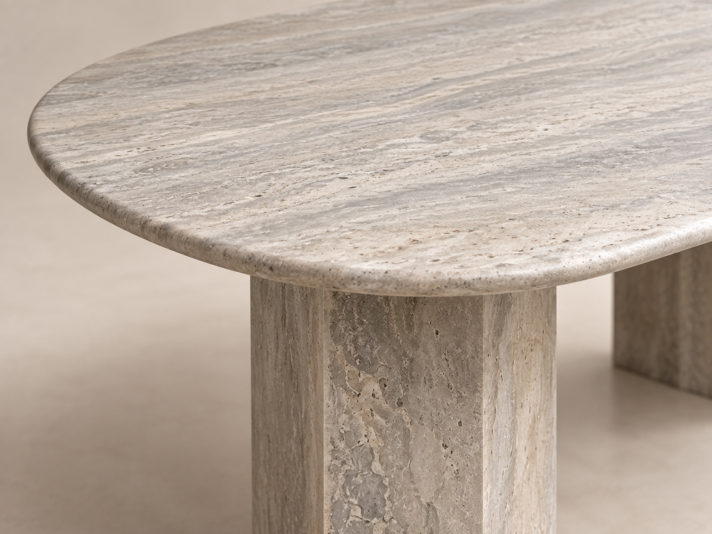 Silver – Ovale Travertin Eettafel