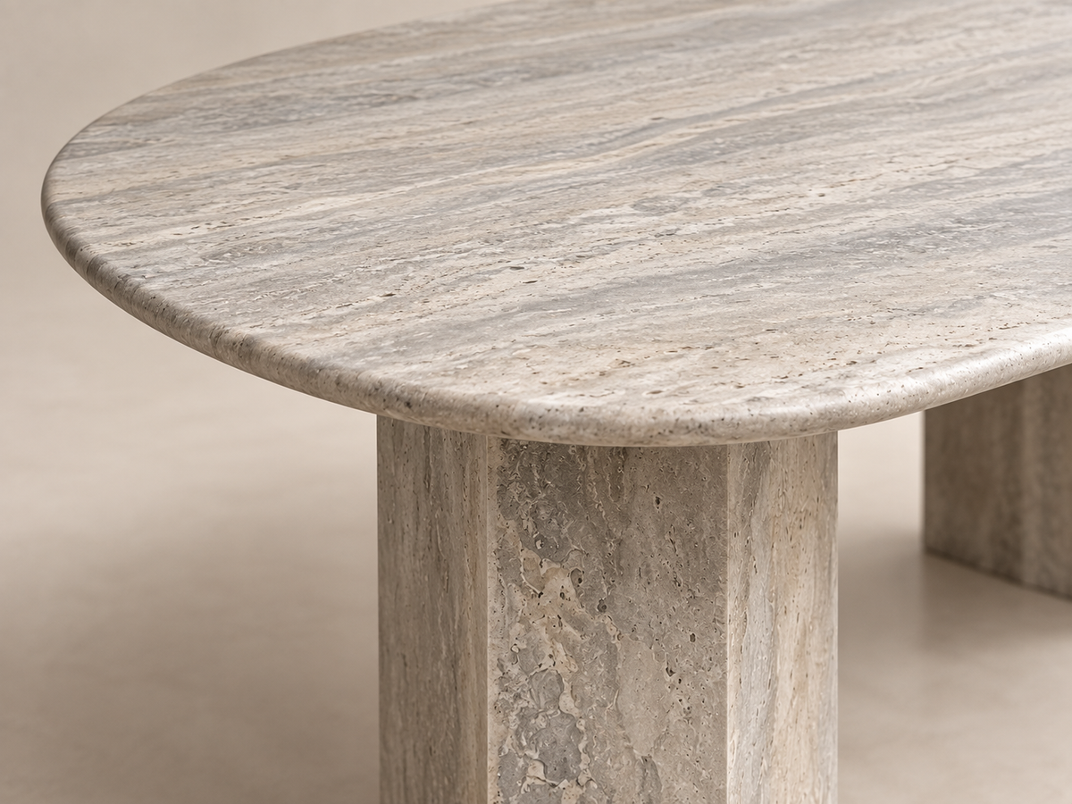 Silver – Ovale Travertin Eettafel