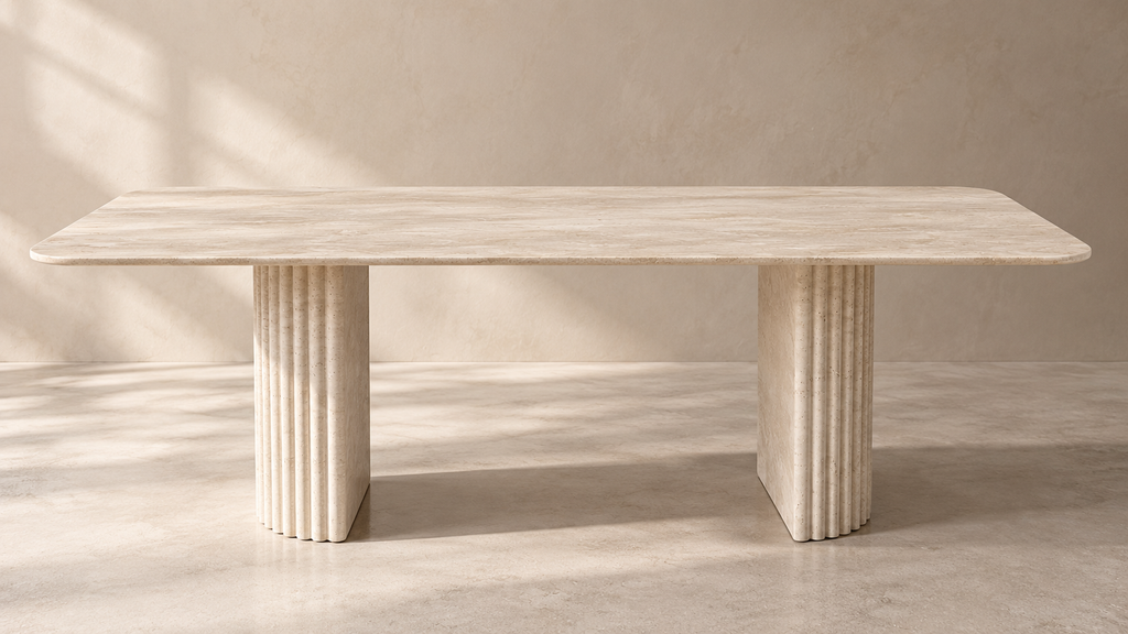 Livia - Rechthoekige Travertin Eettafel