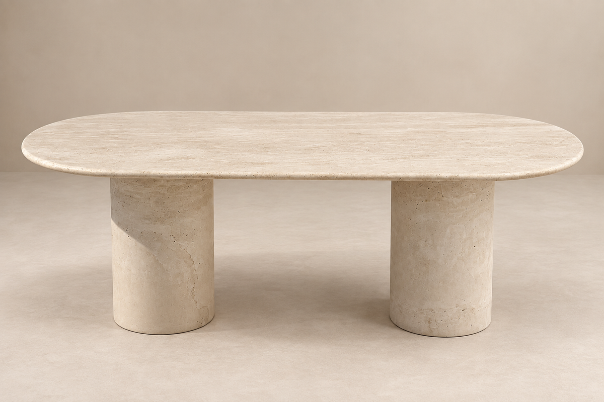 Élan – Ovale Travertin Eettafel