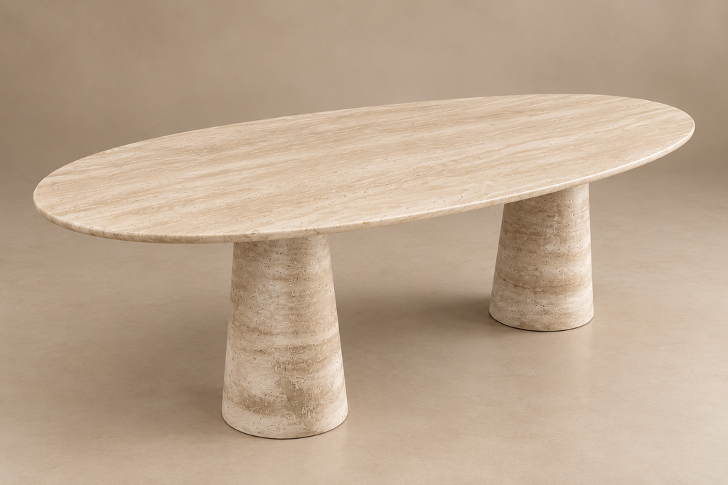 Elara – Ovale Travertine Eettafel