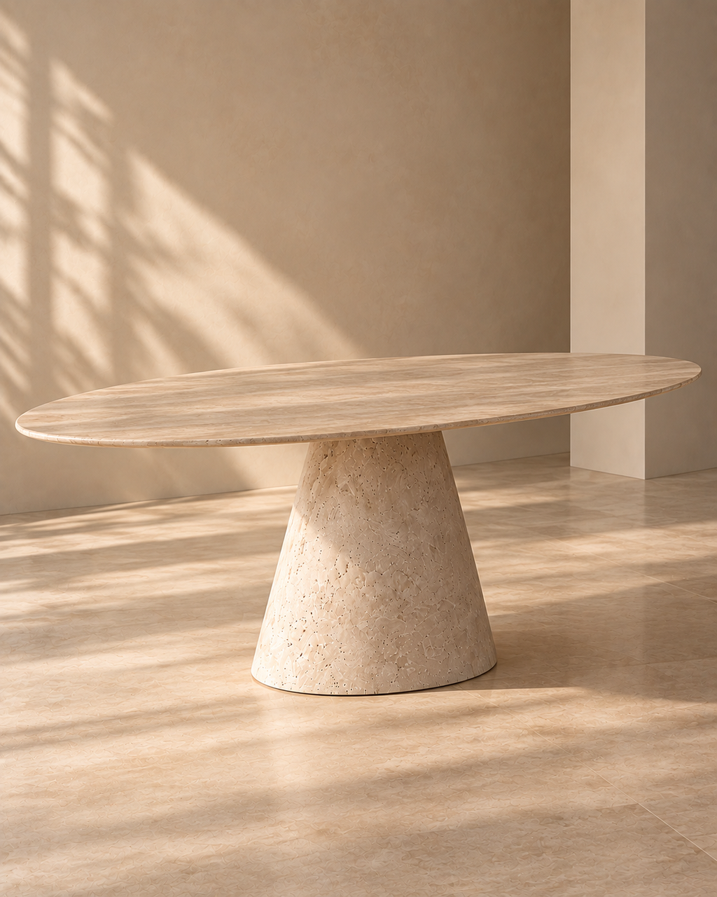Mira - Ovale Travertine Eettafel