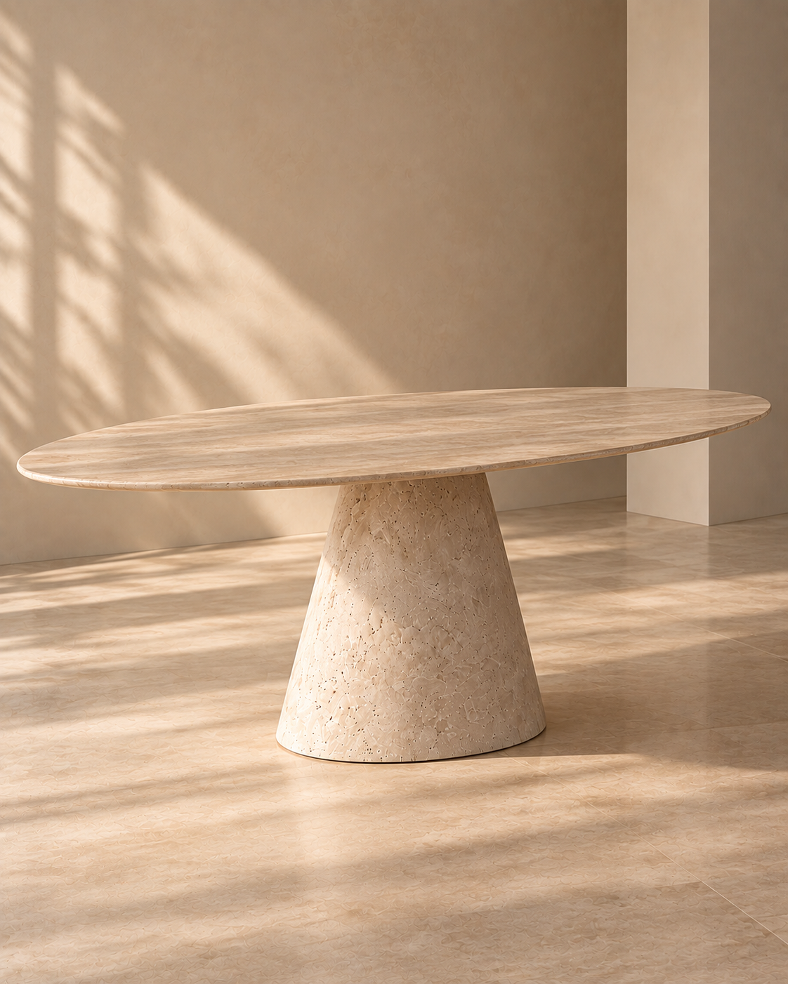 Mira - Ovale Travertine Eettafel