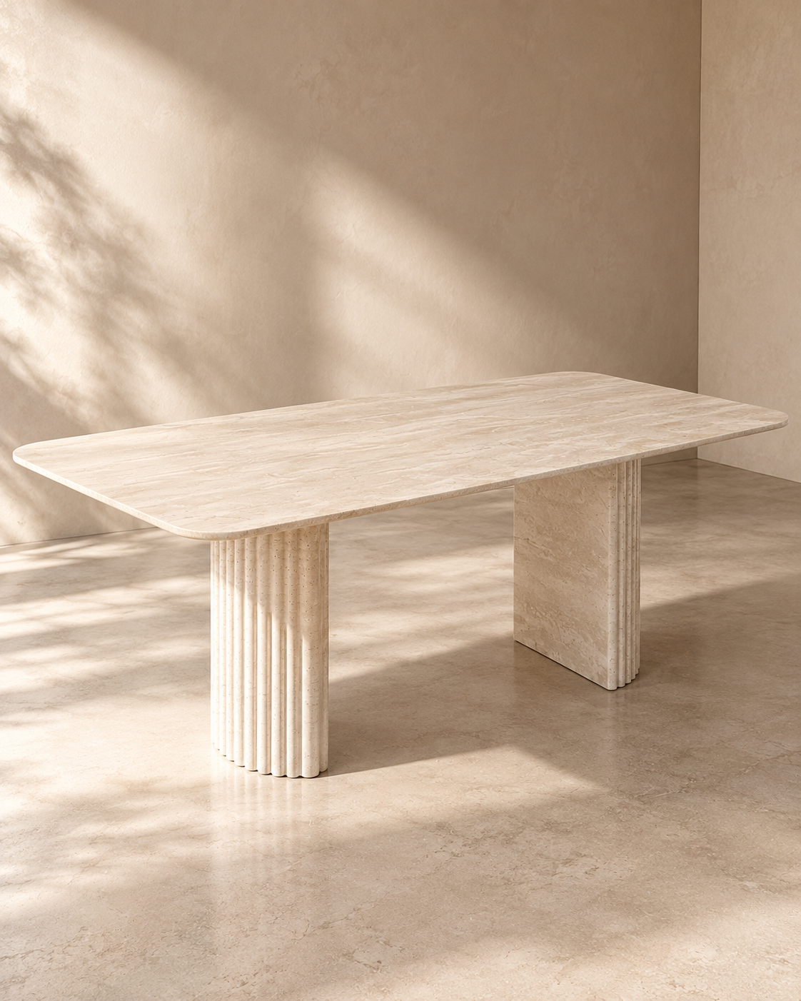 Livia - Rechthoekige Travertin Eettafel