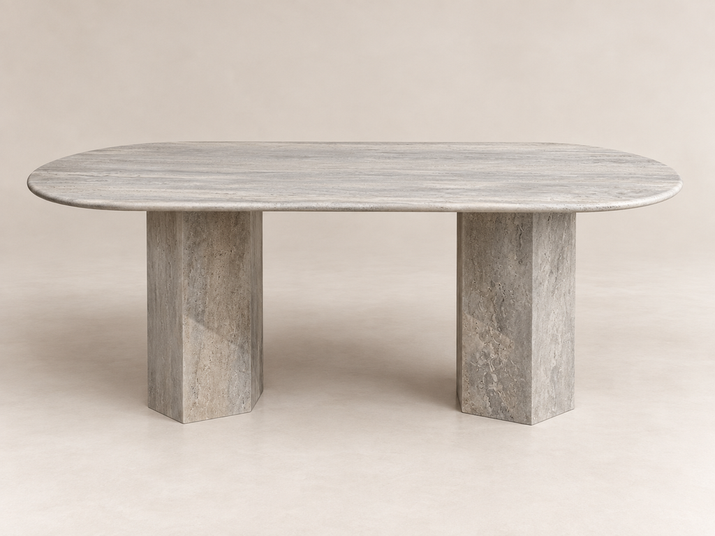 Silver – Ovale Travertin Eettafel