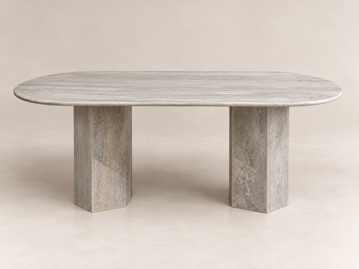 Silver – Ovale Travertin Eettafel
