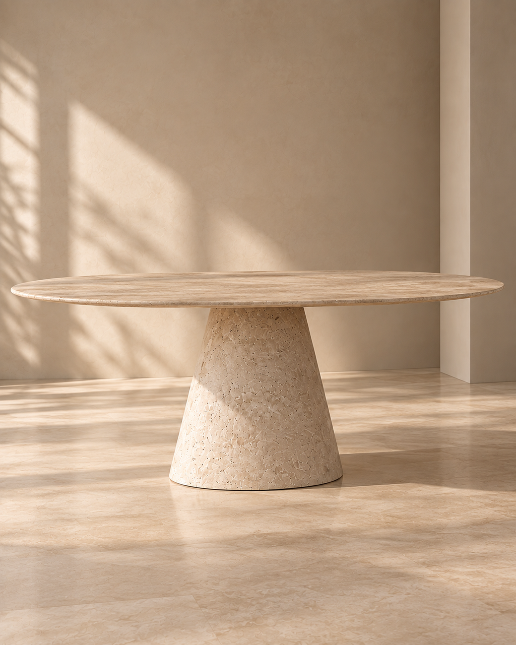 Mira - Ovale Travertine Eettafel