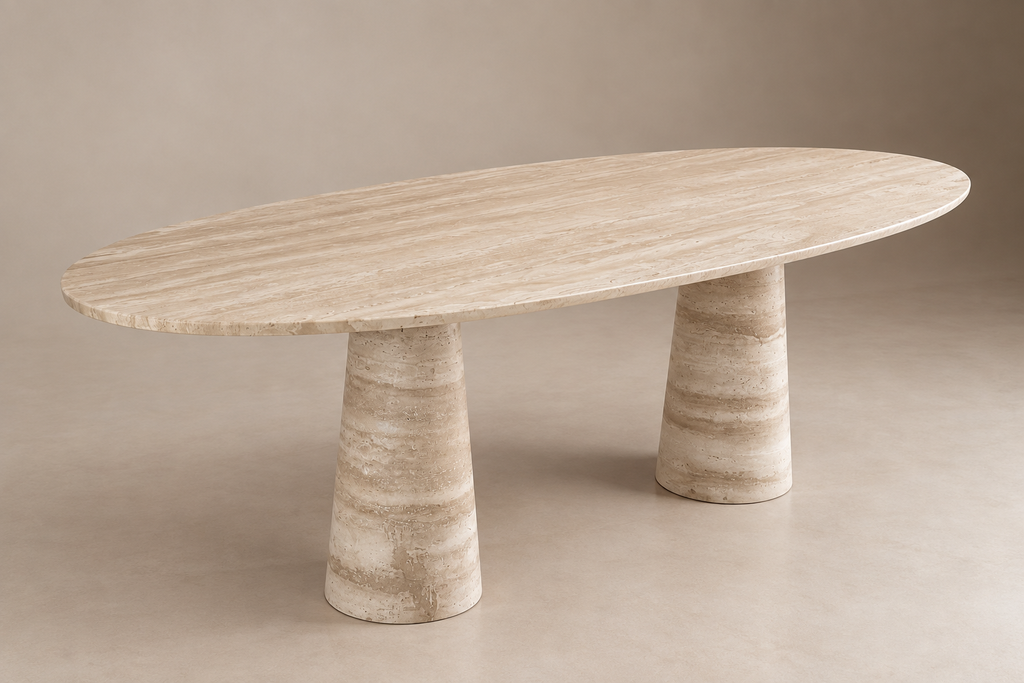 Elara – Ovale Travertine Eettafel