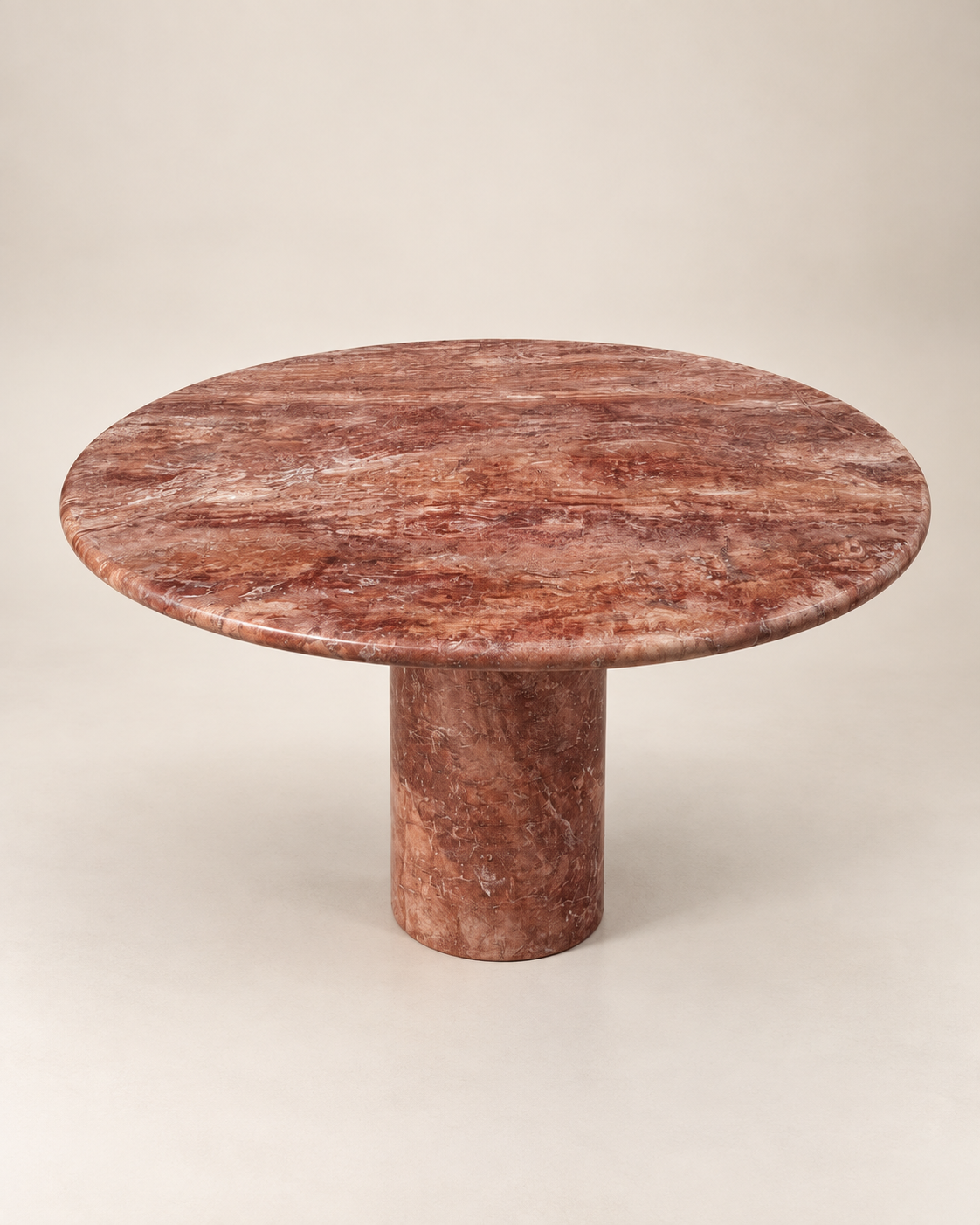 Siena - Ronde Rode Travertin Eettafel
