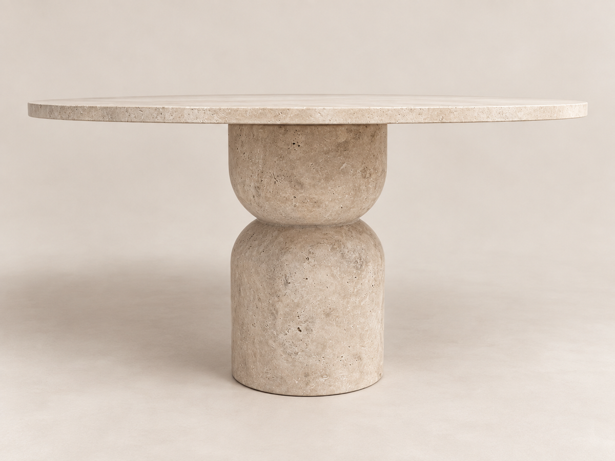 Aurea – Ronde Travertin Eettafel