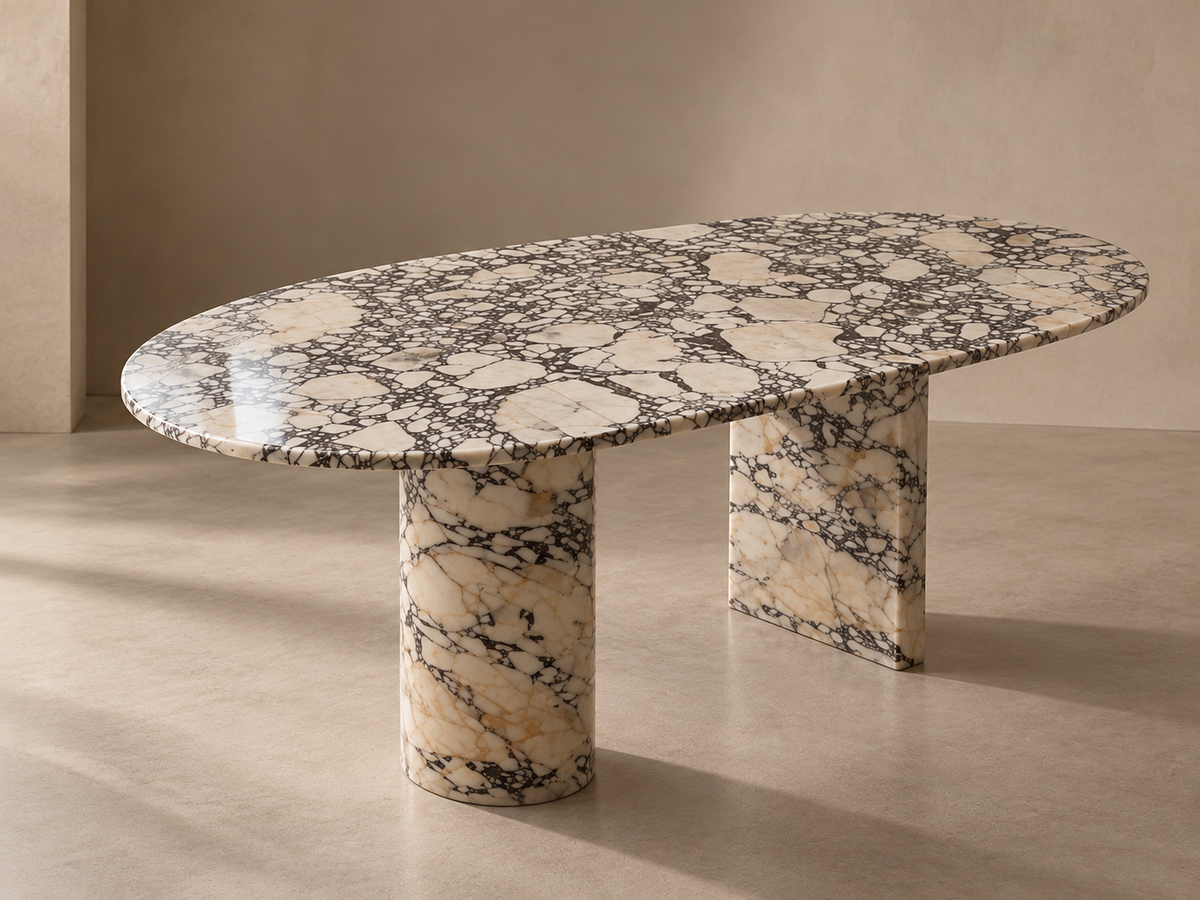 Aurelia - Afyra Violet Marmeren Ovale Eettafel