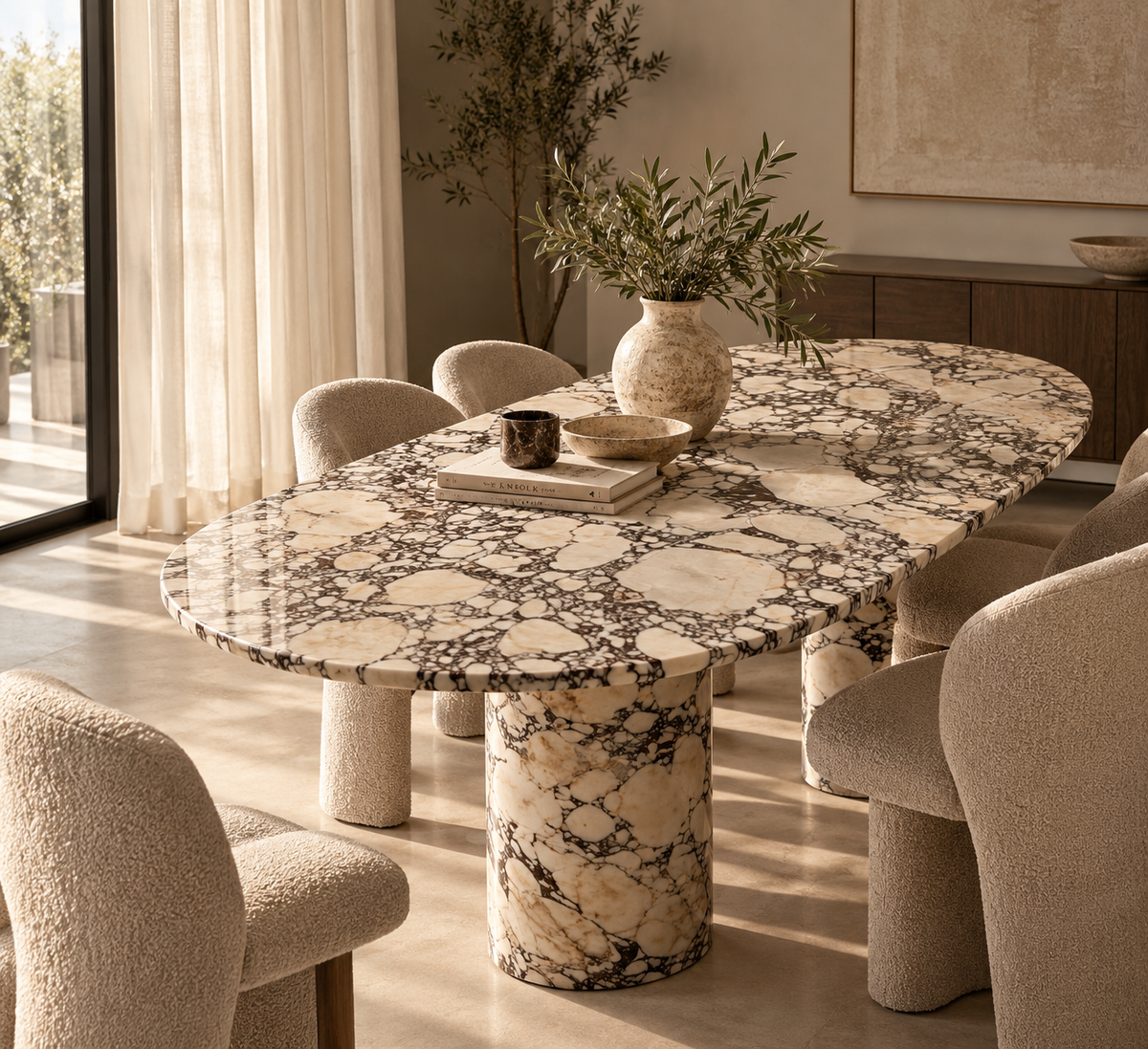 Aurelia - Afyra Violet Marmeren Ovale Eettafel